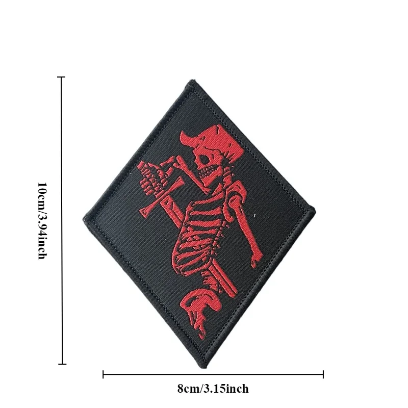 Parche esqueleto rojo Task Force Doomer moral, insignia, gancho y Lvoop, parches tácticos para mochila - imagen 4