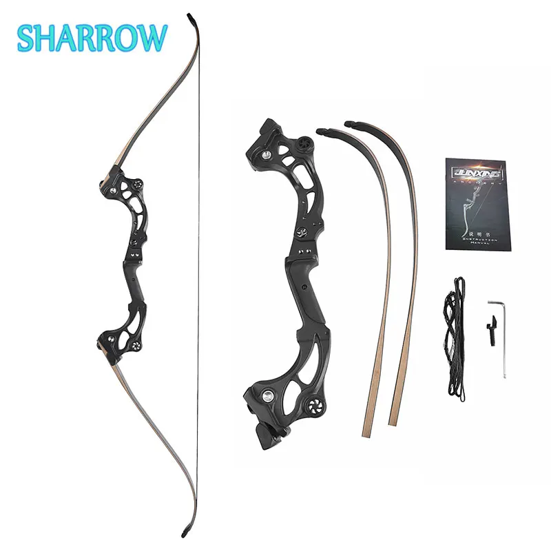 Arco recurvo F163 de 64 pulgadas para tiro con arco, 30-55 libras, extremidades de arco de laminación para acampar al aire libre, accesorios de caza