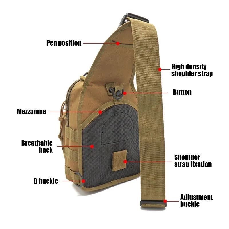 Mochila de hombro táctica Rover EDC, bandolera para exteriores, impermeable, senderismo, Camping, bolsa de rango, mochila de supervivencia - imagen 3