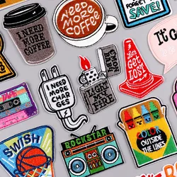 Lindos parches bordados para ropa, parche termoadhesivo para taza de café, parche para planchar con letras, apliques de grifo de memoria Fusible