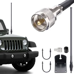 Antena móvil GMRS de fibra de vidrio de 462-467MHz con soporte de montaje de Base de resorte resistente Cable Coaxial RG58 para Radio de vehículo