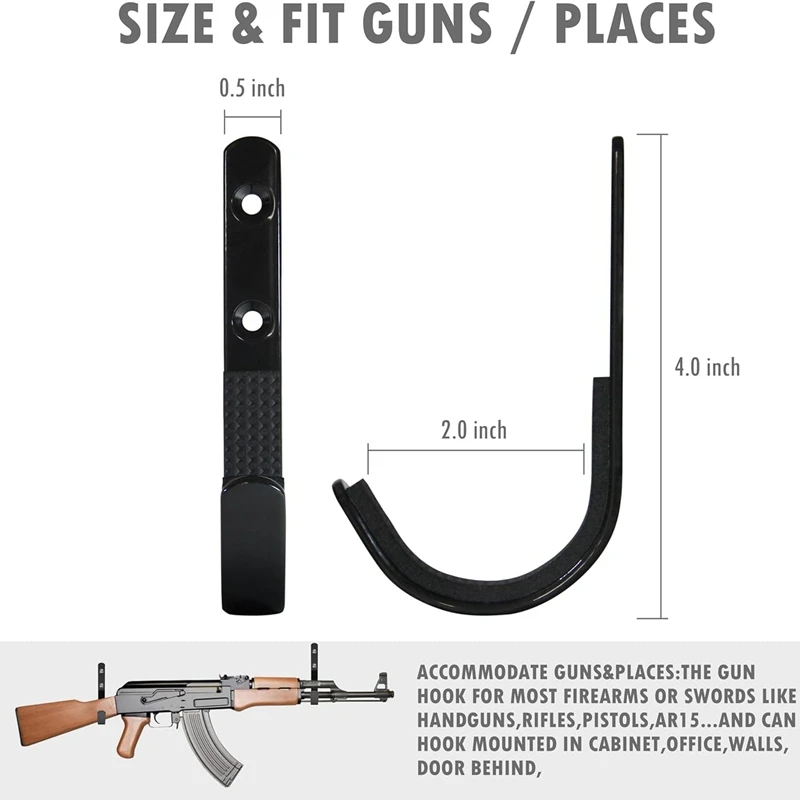 Gancho o soporte pared metal táctico para pistola, escopeta y rifle - imagen 3