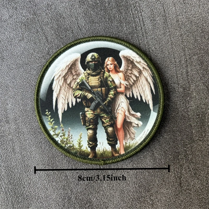 Parche estampado militar "ángeles Protect The Soldiers", insignia de moral táctica, parches con gancho, pegatinas para ropa y mochila - imagen 3