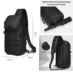 Bolsa de pecho táctica USB MOLLE – riñonera cruzada para hombre