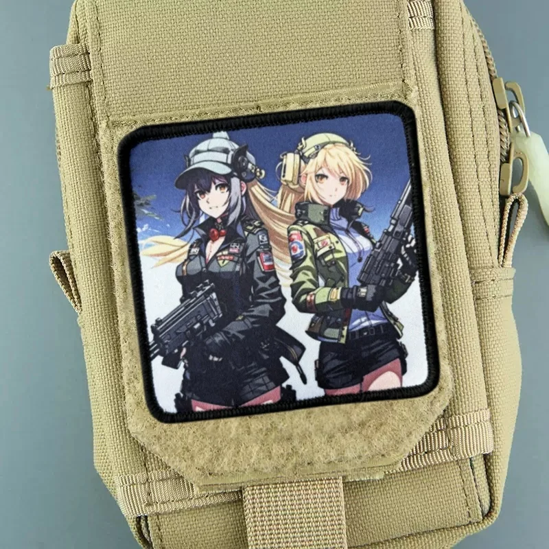 Parche táctico para chica con pistola para ropa, insignia de moral, parches militares, brazalete impreso, gancho, pegatinas para mochila - imagen 3