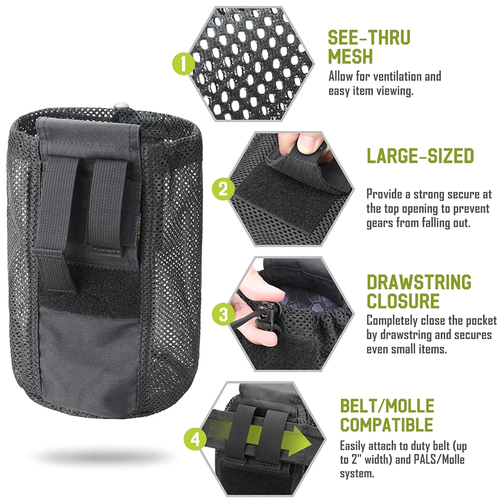 Nueva bolsa de malla enrollable de nailon, almacenamiento de revistas, bolsillo de red plegable, bolsa de reciclaje EDC táctica para deportes al aire libre, Camping y caza - imagen 4