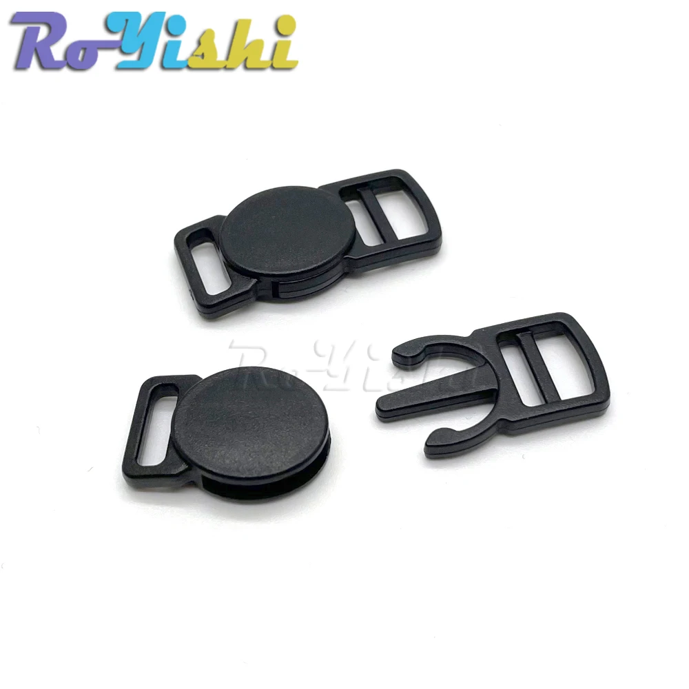 Hebillas de sujetador de Liberación Negra, accesorio redondo de plástico, pulsera de Paracord para Collar de mascotas, 10 unids/lote por paquete - imagen 5