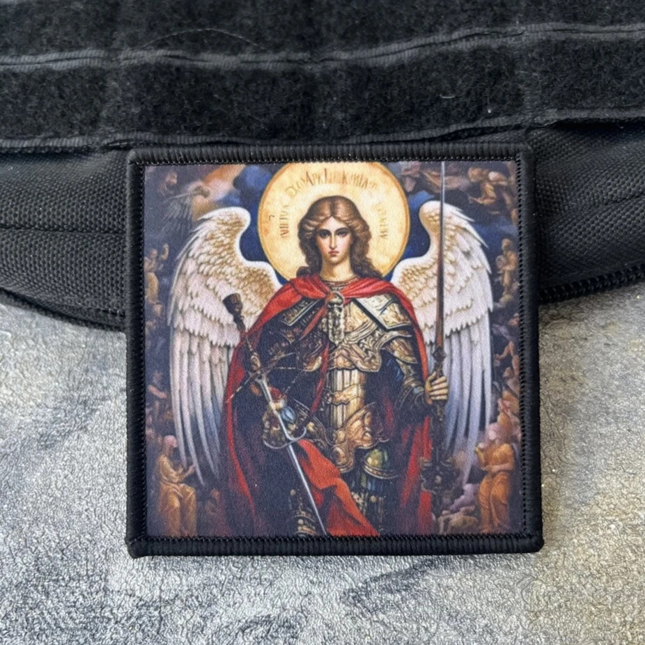 Parche táctico Arcángel Michael, brazalete del ejército de moral militar, parches de gancho y bucle impresos para pegatina de mochila - imagen 4