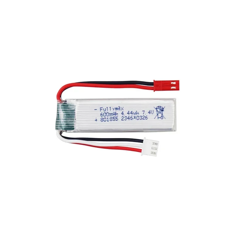 (Enchufe JST) Batería de iones de litio de 7,4 V 600 mAh 25C con cargador para aviones XK K130 RC, accesorios de juguete modelo de avión planeador - imagen 3