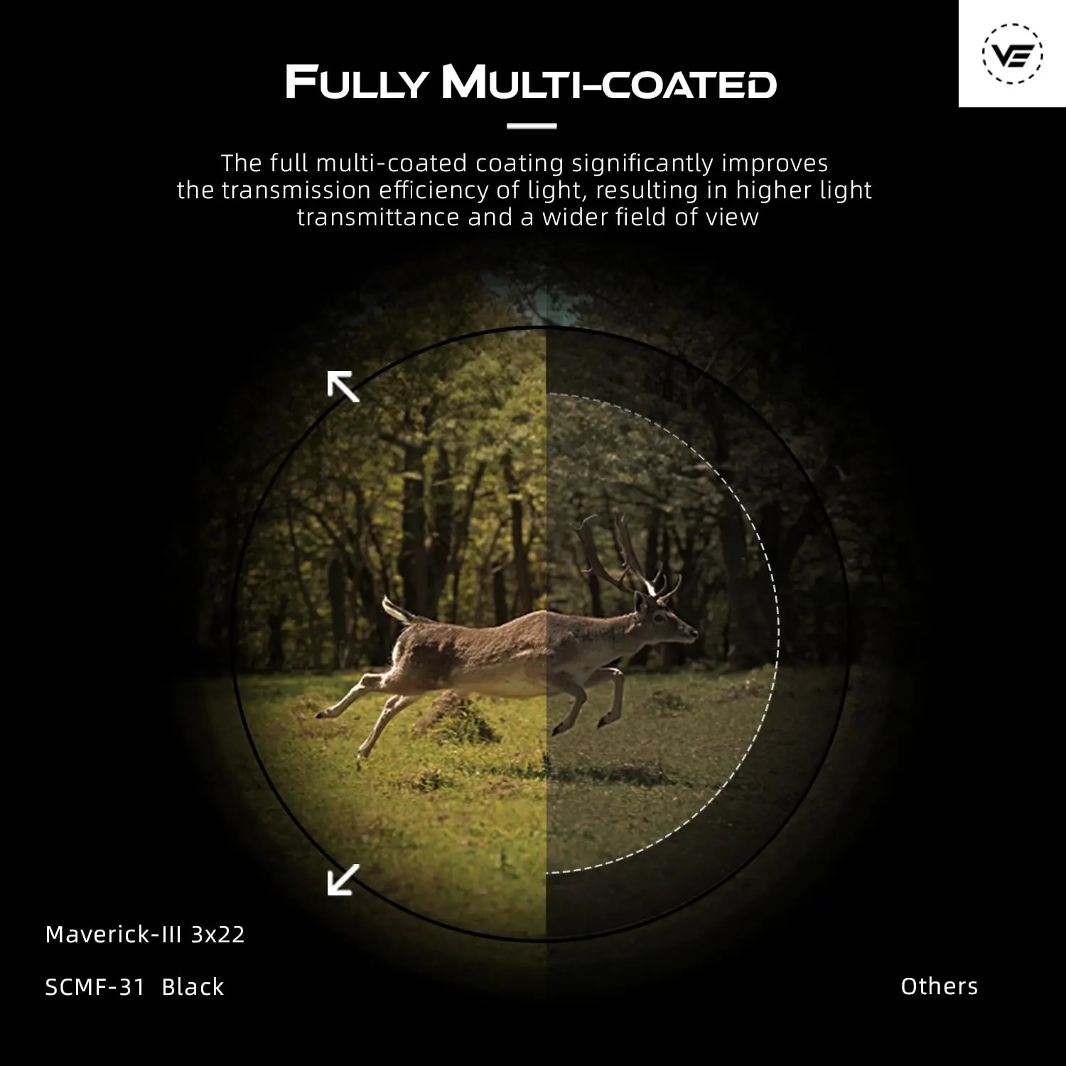 Aumento Vector Optics Maverick-III 3x22 con Cubierta de Goma, Alivio Ocular Largo, Compatible con el Visor Punto Rojo Maverick/Scrapper, AR 15. - imagen 3