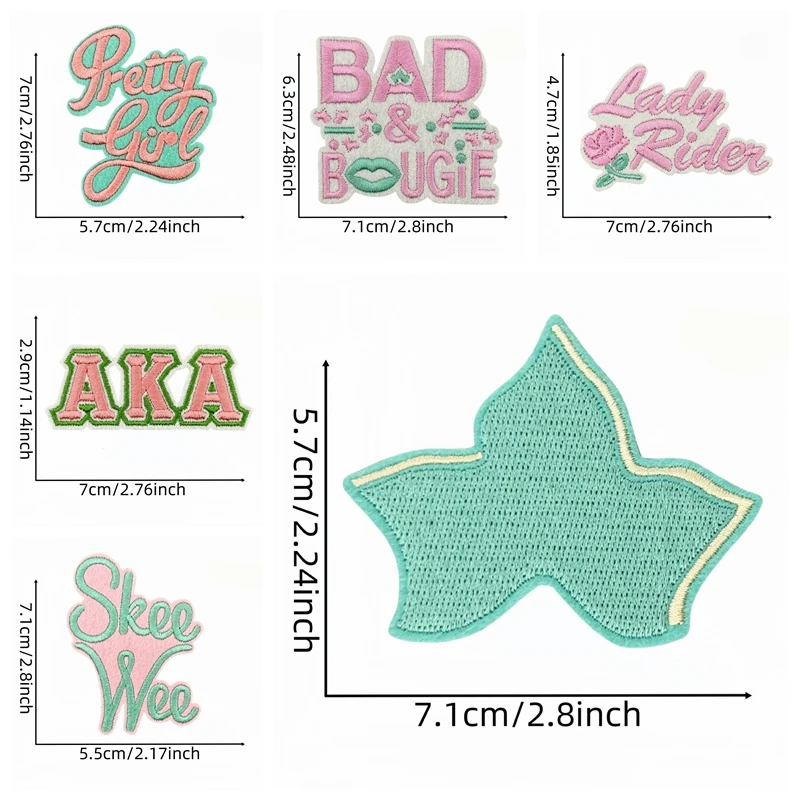 10 Uds. Parches bordados AKA para hermanas y niñas negras, parches de dibujos animados, chaquetas, sombreros, mochila, parche para coser, parches para planchar para ropa DIY - imagen 5