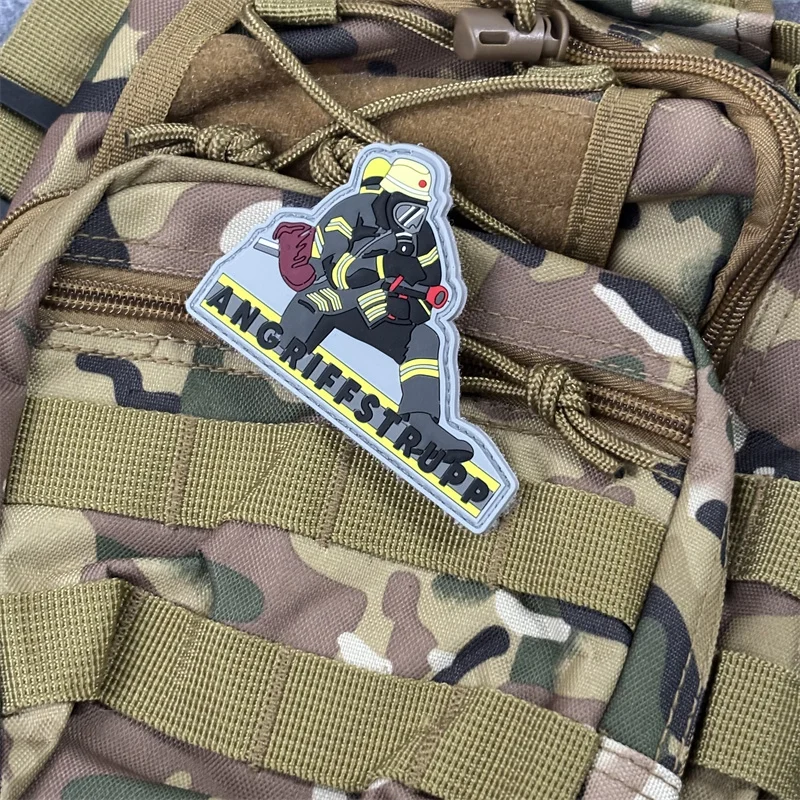 Parche de PVC 3D "ANGRIFFSTRUPP" para ropa, brazalete, insignia de moral táctica, parche militar con gancho, pegatinas para mochila