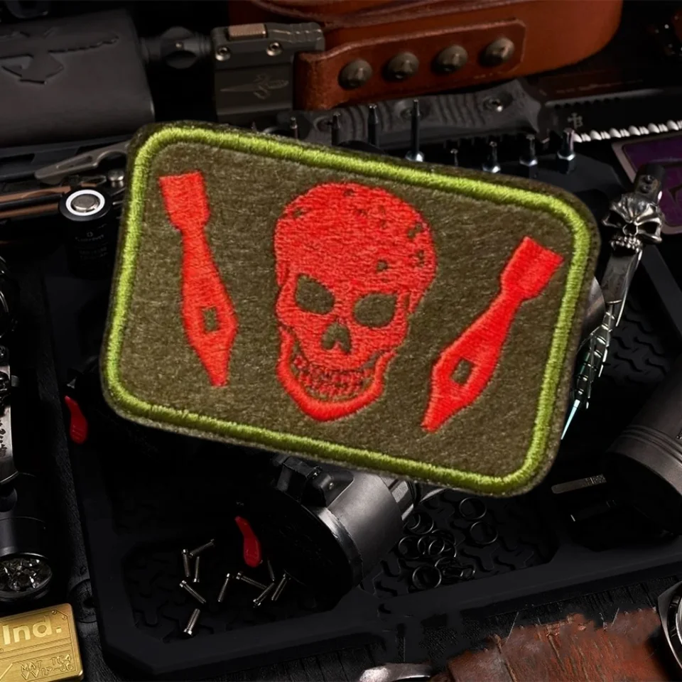Parche bordado de moral táctica de calavera, parche de gancho y bucle, insignia del ejército militar, brazalete, pegatinas para mochila