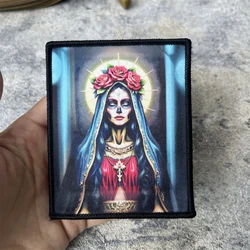 Parche con insignia de moral divertida de Santa Muerte, brazalete táctico con gancho impreso y bucle, mochila para exteriores, accesorios para sombrero, pegatinas