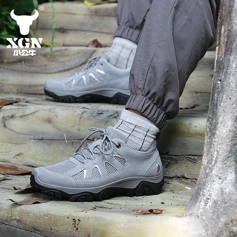 XGN-zapatos de senderismo de piel de vaca para hombre, botas de caza impermeables, botines tácticos de combate en el desierto, botas de viaje, zapatillas de trekking informales - imagen 2