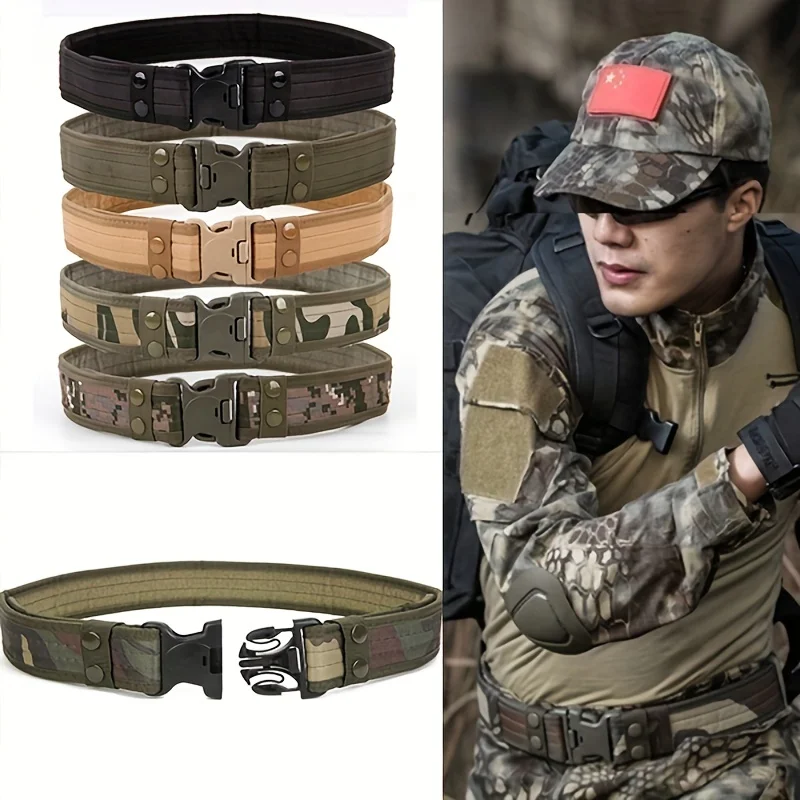 Cinturón táctico de camuflaje para hombre, correas de nailon de combate resistentes ajustables para exteriores, 1 ud. - imagen 3