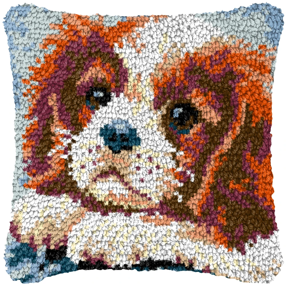 Kit gancho pestillo bordado animales – Cojín vintage decorativo - imagen 2