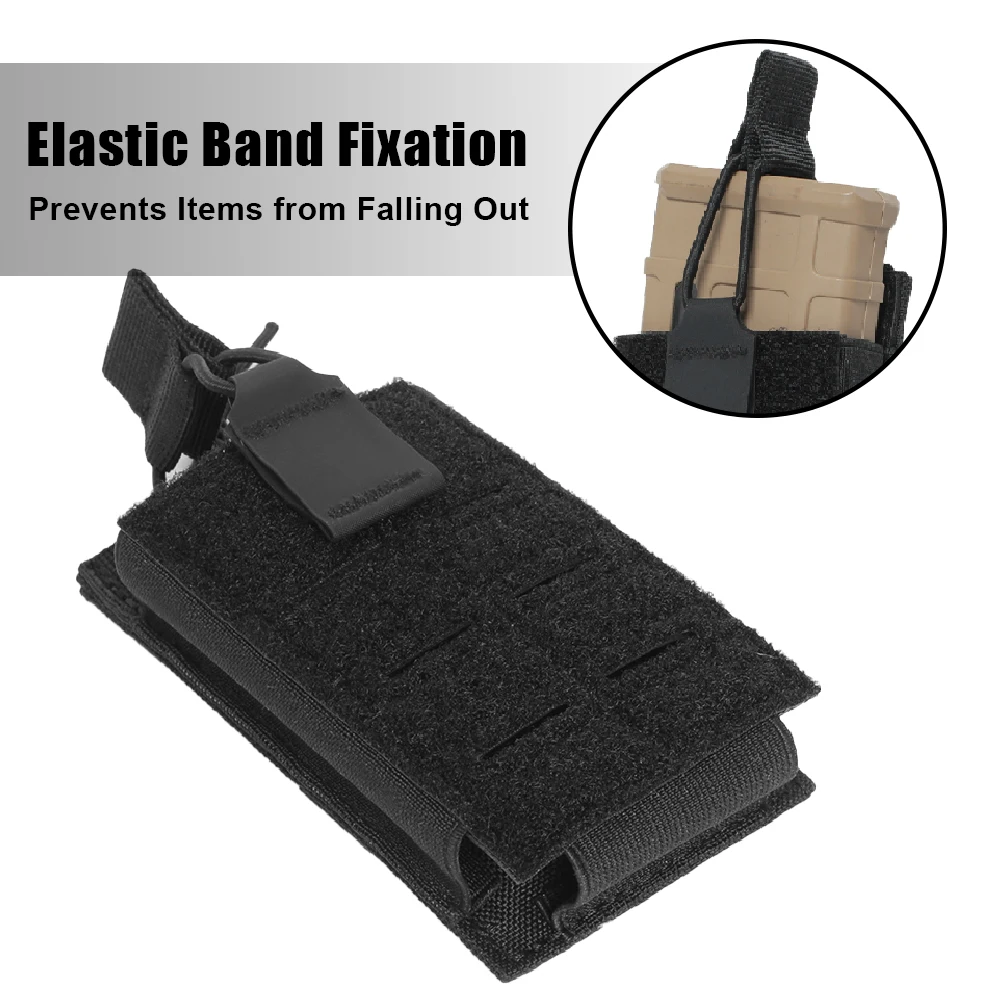 Bolsa táctica para revistas 5,56, Walkie Talkie, bolsa para revistas individual, Molle con tapa abierta, soporte magnético cortado con láser, accesorios de caza - imagen 3