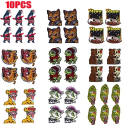 10 Uds. Parches bordados de oso, dinosaurio, Rana, leopardo, chaquetas DIY, parche para coser, parches para planchar para ropa, parche de animales de dibujos animados