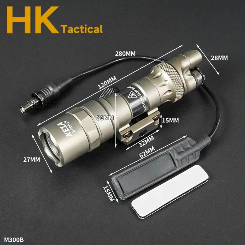 Equipo táctico M600B M300B M600 luz de explorador Rifle Weapo linterna LED foco de caza interruptor de doble función para riel de 20MM - imagen 5