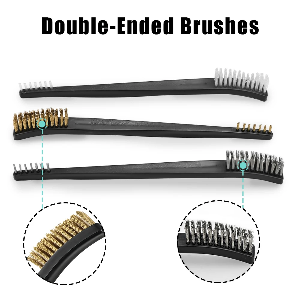 Kit de limpieza de pistola, cepillo de alambre de acero de doble extremo, juego de selección de nailon, paño de limpieza para pistola, herramienta de limpieza de barril, accesorio de caza - imagen 2