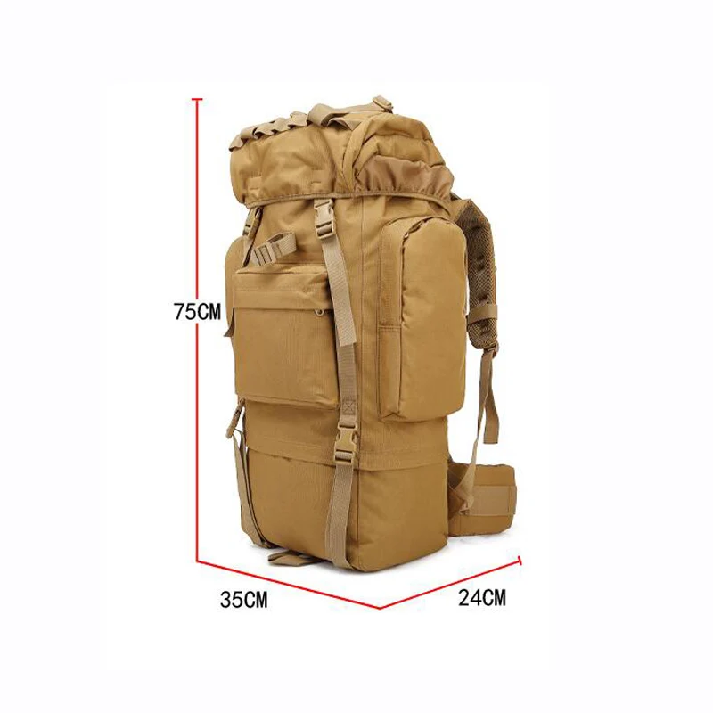 Mochila táctica de caza de aproximadamente 65L, senderismo, Camping, deporte al aire libre, mochila de hombro impermeable con cubierta para lluvia - imagen 3