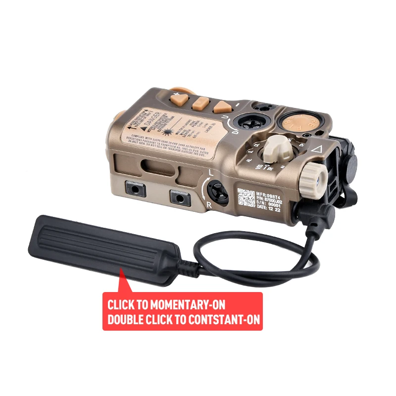 WADSN-láser táctico de Metal para arma de caza, dispositivo de luz IR estroboscópica con punto rojo, verde y azul, ajuste de riel Picatinny SF de 20mm, RAID-X - imagen 5