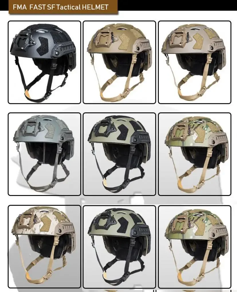 Casco táctico FMA para caza, Paintball, FAST SF, con agujeros, casco protector de rescate TB1365 / TB1462 - imagen 3