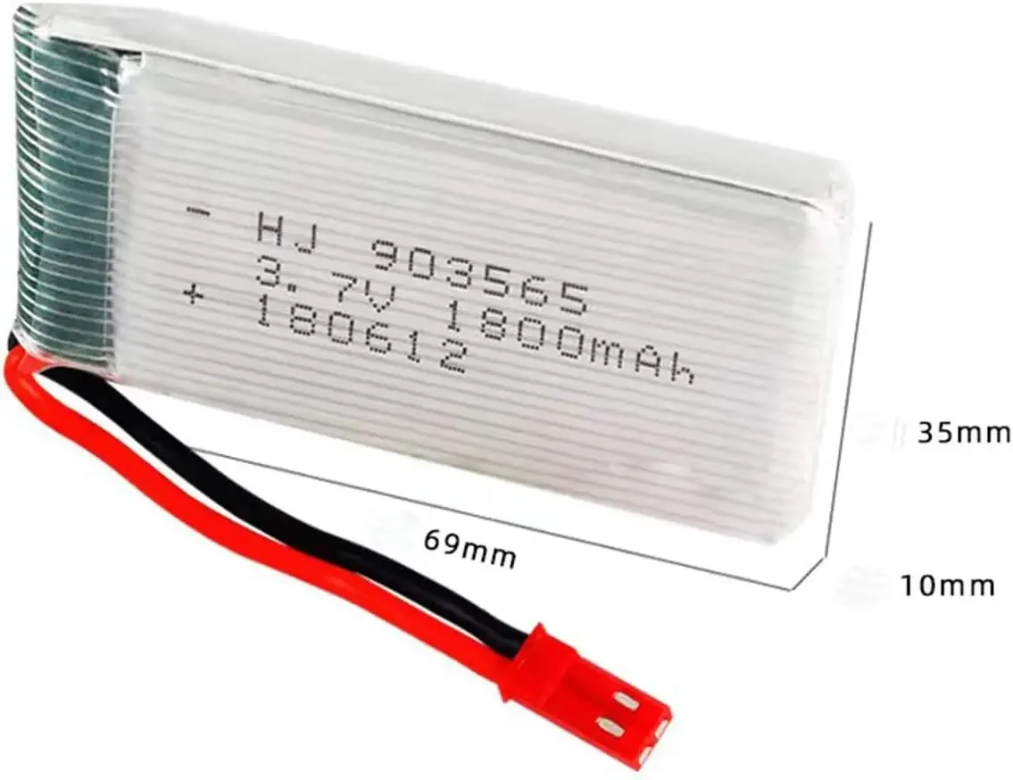 Batería Lipo recargable con enchufe JST, 3,7 V, 1800mAh, 25C, con cargador USB para JJRC A6 H68 RC Drone, piezas de repuesto de cuadricóptero - imagen 2