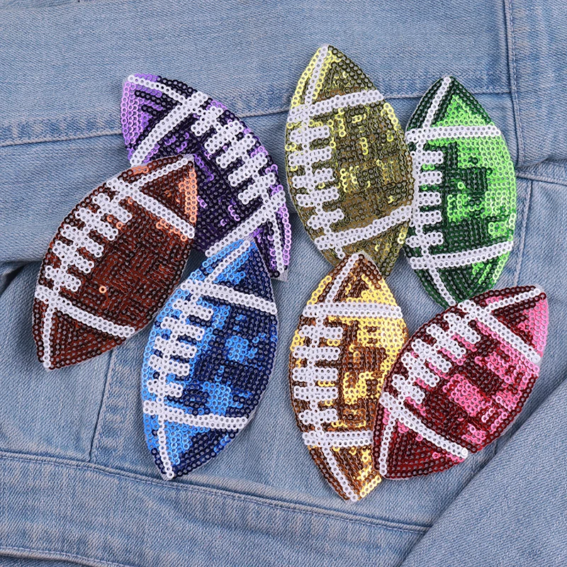 Parches bordados de lentejuelas de fútbol para ropa, parche de lentejuelas DIY, parches para planchar para ropa, sombreros, chaquetas, decoración para coser, 1/7 Uds. - imagen 2