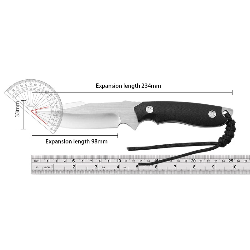 Cuchillo táctico, cuchillo recto de acero D2, cuchillo militar para exteriores, cuchillo para acampar, cuchillo de caza G10, con funda Kydex. - imagen 4