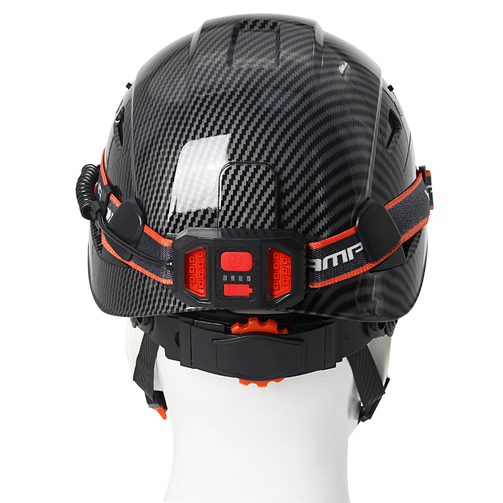 Casco de seguridad de fibra de carbono CE con tira de faro Led y luz trasera ABS ANSI cascos duros transpirables y ligeros de moda - imagen 3