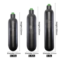 Botella HPA fibra de carbono alta presión acabado mate uso táctico