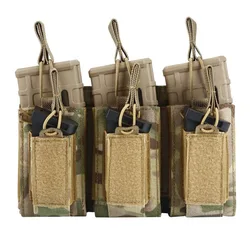 Triple funda portacargadores MOLLE con tapa abierta M4 M16 AK