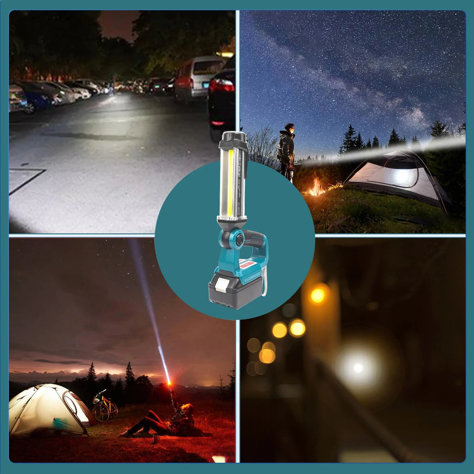 Lámpara LED para herramientas, luz de trabajo para Makita, batería de iones de litio de 18V BL1830 BL1850, linterna para exteriores, reflector portátil - imagen 5