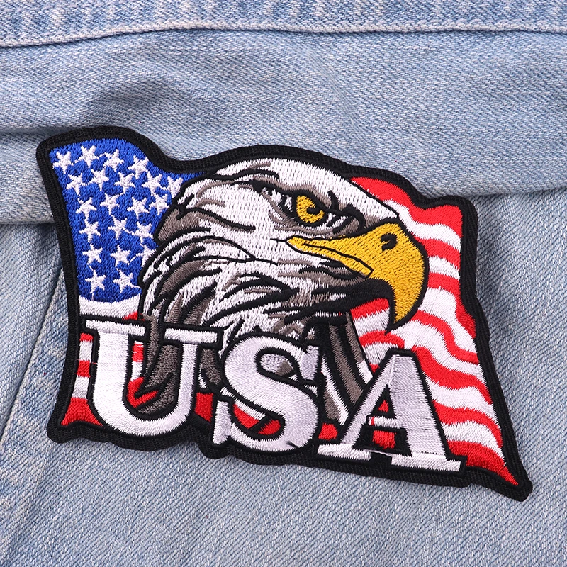 Parches bordados con bandera de USD, parches para planchar DIY para ropa, chaquetas, sombreros, mochila, insignias bordadas de costura de águila DIY, 1-5 uds. - imagen 2