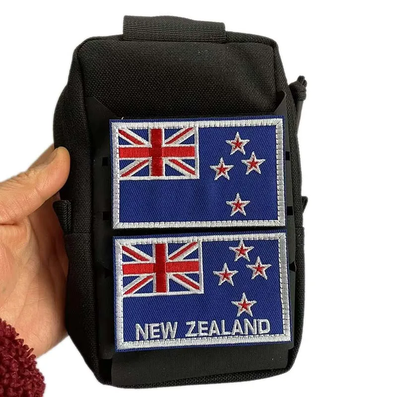 Bandera de Nueva Zelanda, bandera de helecho plateado, embleem, apliques de tela, parche bordado con gancho y bucle, insignias tácticas pegatinas en mochila - imagen 5