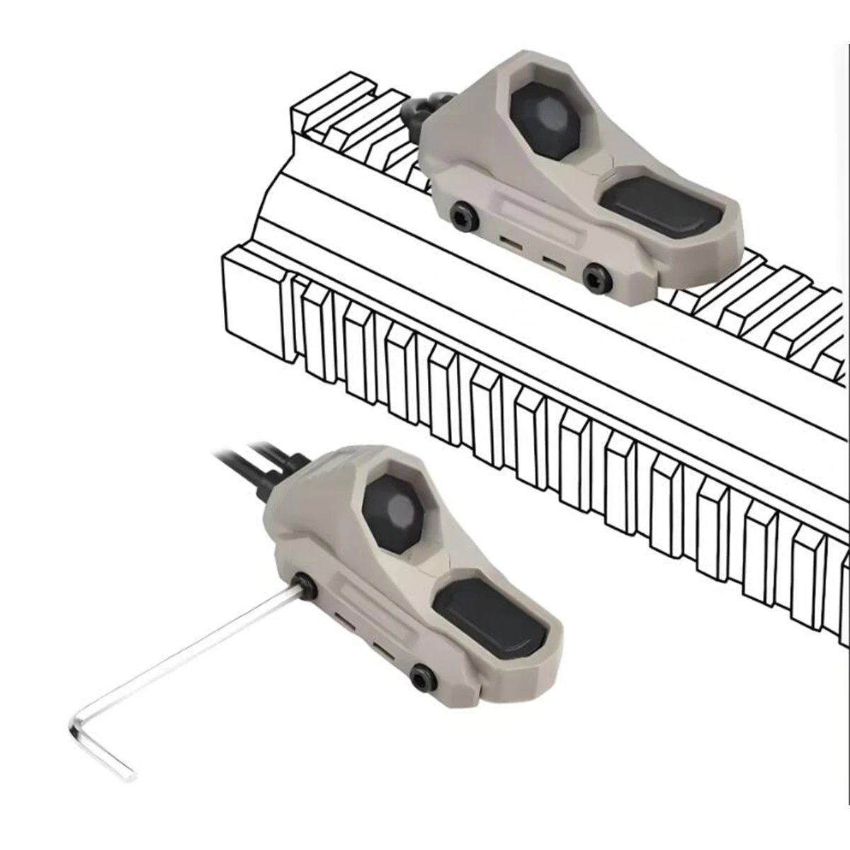 Interruptor remoto de presión de doble función, enchufe trasero SF/2, 5/3,5/CRANE para riel Picatinny de 20mm Surefire M300 M600 PEQ-15 DBAL-A2 - imagen 2
