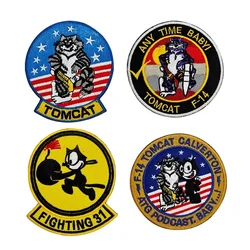 Tomcat F-14 VF-31 Insignia del Escuadrón de Gato Felix, accesorios tácticos, emblema de moral, parches de gancho y bucle bordados, pegatina para mochila