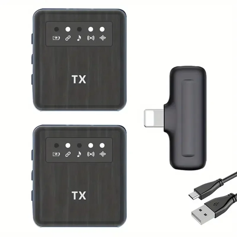 Sistema de micrófono Lavalier inalámbrico X1, micrófono de grabación de voz y Audio y vídeo para iPhone, Android, teléfono móvil, portátil, PC en vivo - imagen 2