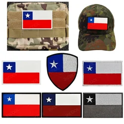 Parche reflectante IR de la bandera de Chile, banderas de Chile bordadas, insignias decorativas tácticas de goma de PVC con gancho para ropa, chaqueta y gorra
