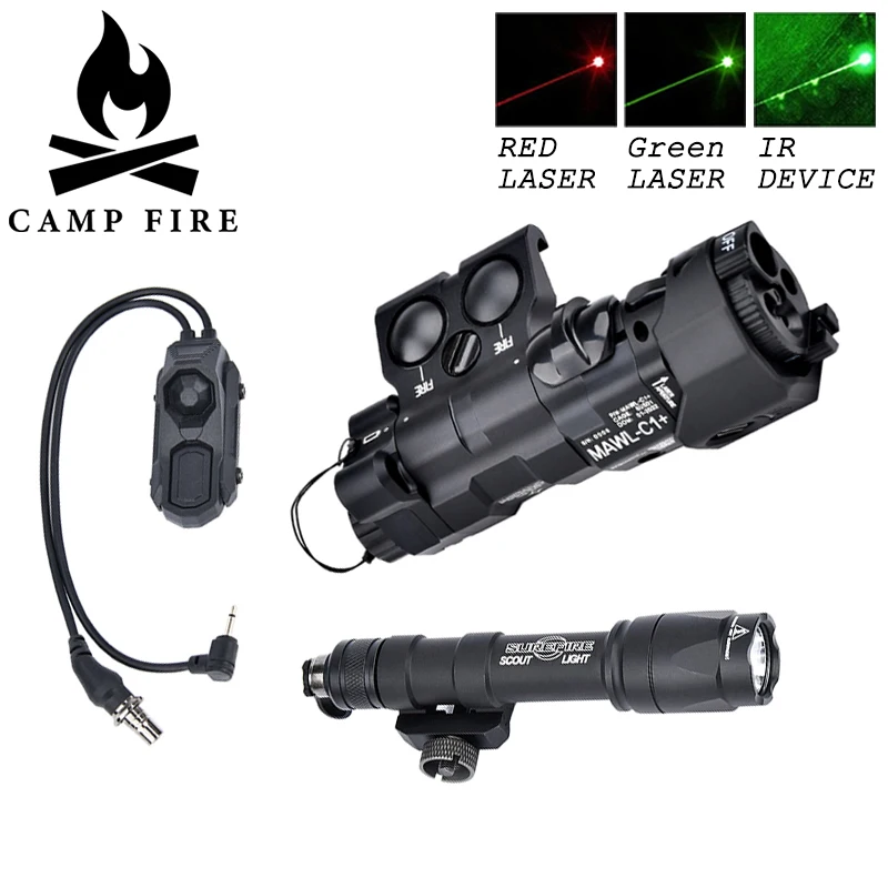 MAWL - C1 + Metal táctico IR láser Surefir M300 M600 linterna AXON interruptor trasero de doble Control con caja de almacenamiento traje - imagen 2