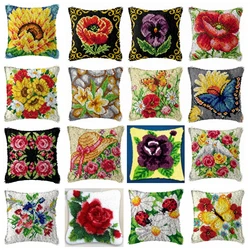 Cojín de mariposa y planta de flores, paquete de botones Smyrna, Kit de gancho de pestillo para loros, almohada Knopen Knooppakket Kussen para decoración de costura