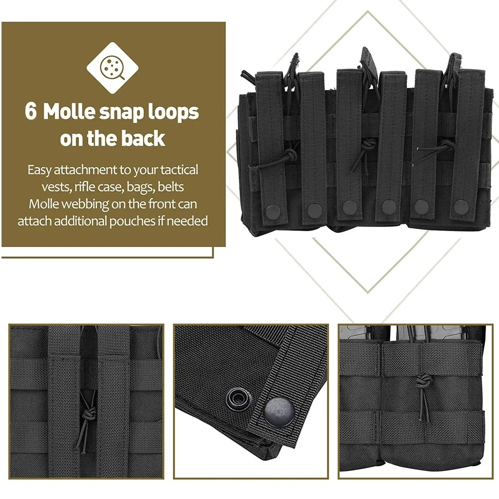 Nueva bolsa Molle para exteriores, bolsa Triple para revistas, bolsas magnéticas de doble capa, soporte Universal para cartuchos para M4 M14 M16 AK AR - imagen 5