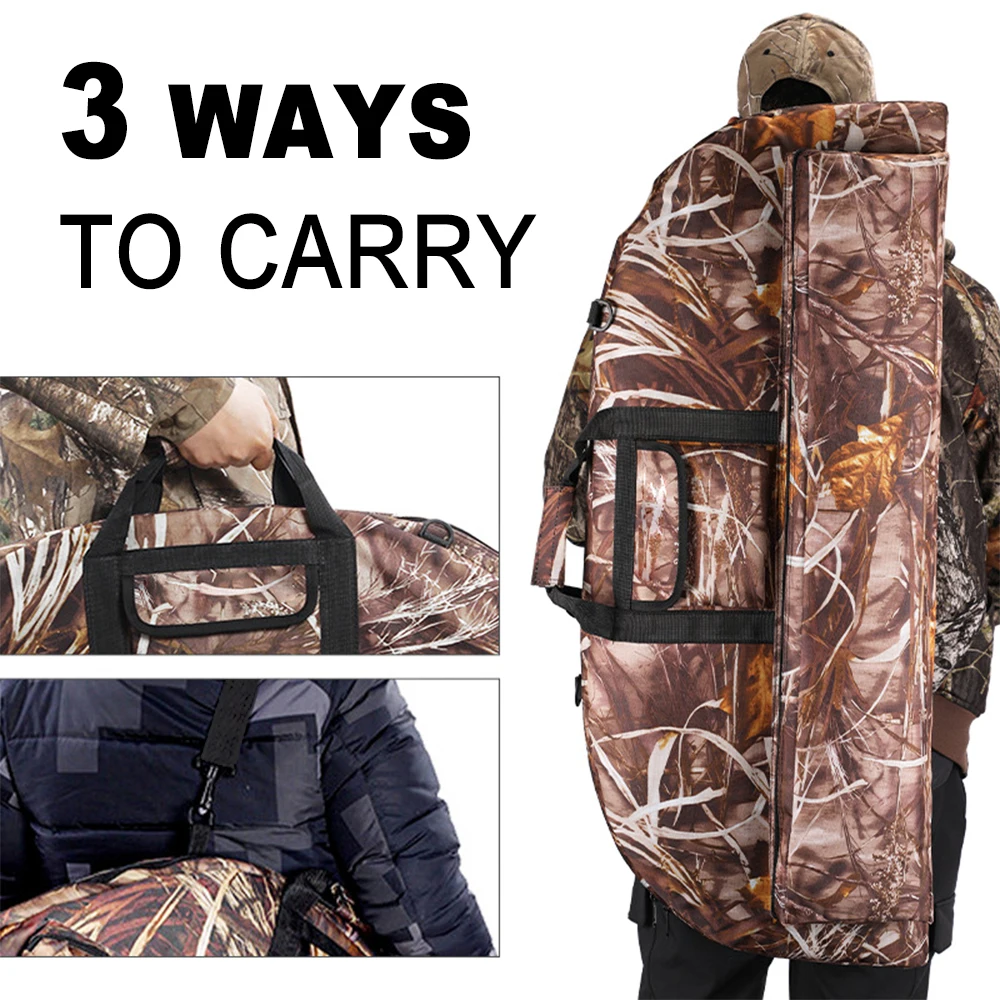 Bolsa de transporte de arco, bolsa de almacenamiento para equipo de tiro con arco con bolsillo para flechas, estuche compuesto de lona para arco de caza de 95cm, 100cm y 115cm - imagen 3