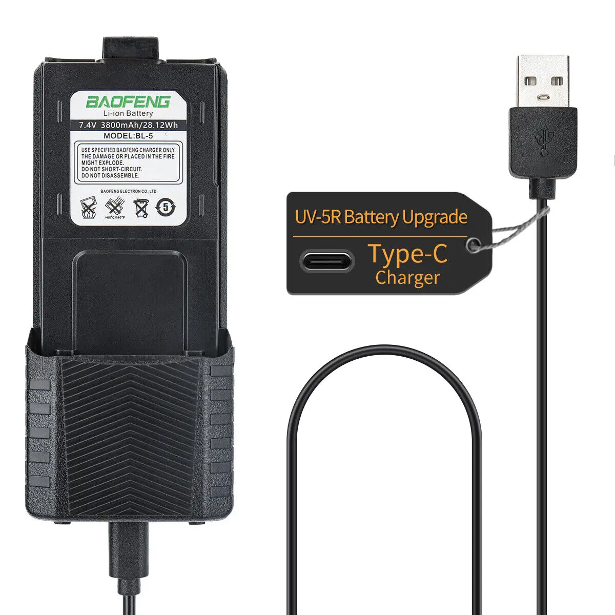 Baofeng UV-5R 8W 3800mAh Walkie Talkie Tri Power tipo C VHF UHF banda Dual de largo alcance para UV5R K5 portátil Ham CB Radio bidireccional - imagen 4