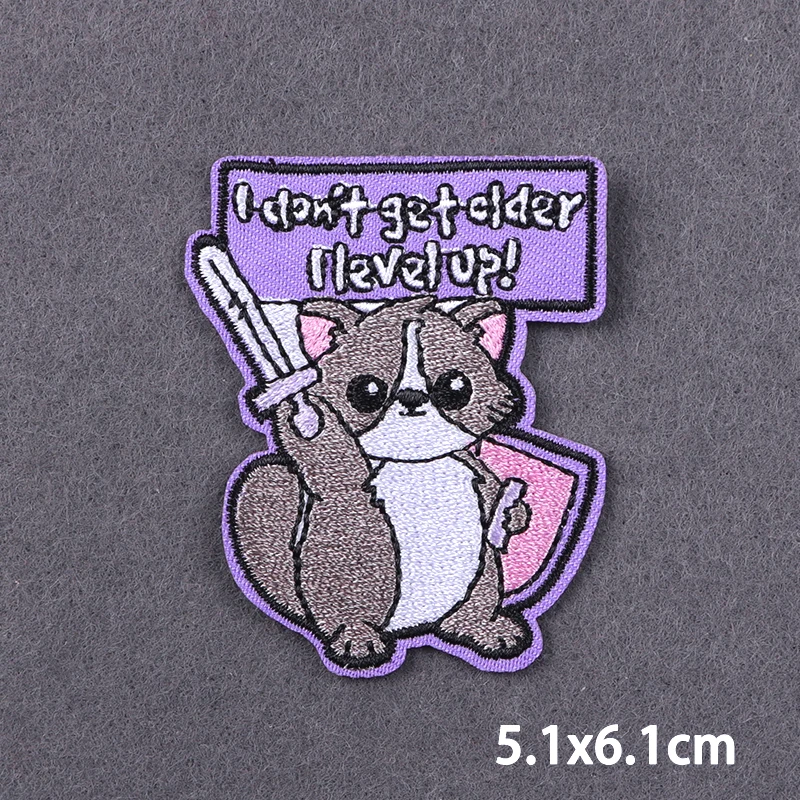 Parches de costura de dibujos animados para accesorios de ropa, parches bordados de animales para planchar para ropa, apliques de gatos en mochila DIY - imagen 4