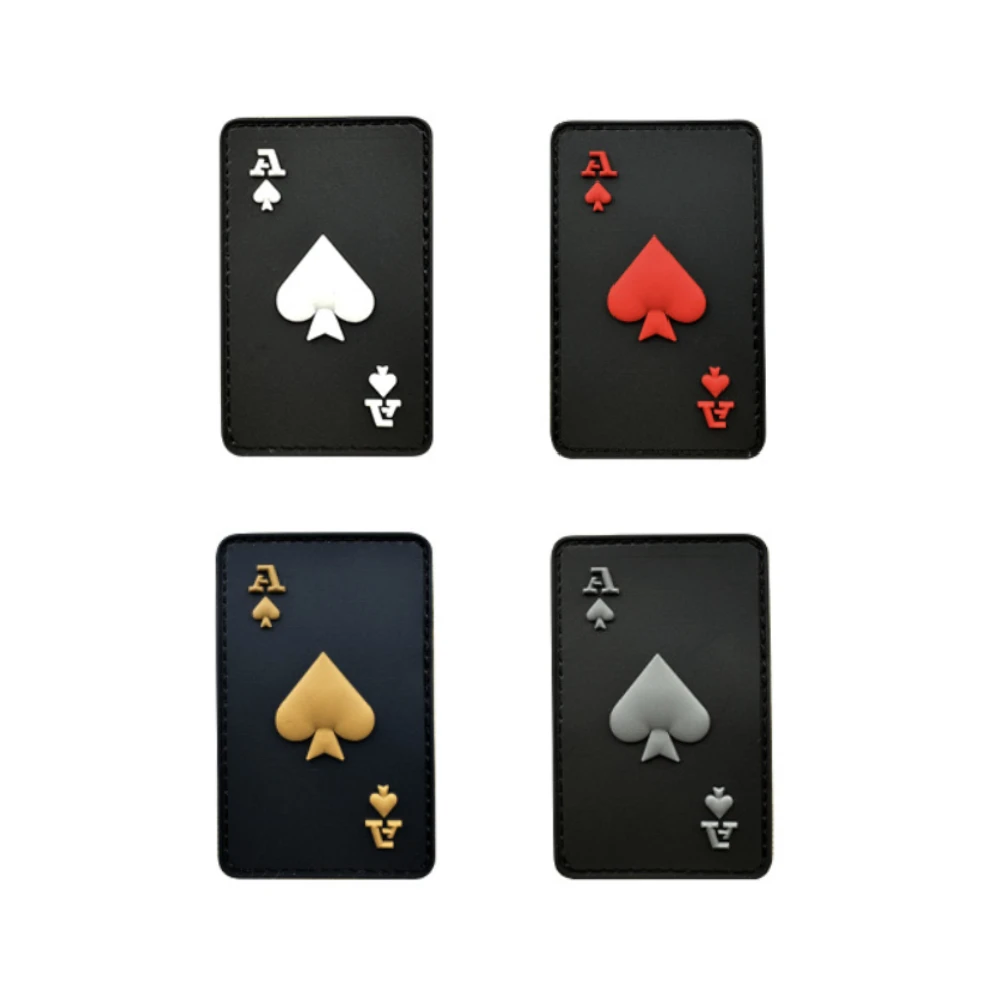 Ace of Spades Parche táctico de PVC que brilla en la oscuridad Velcros - Insignia de brazalete con cierre de gancho y bucle de moral militar para mochila Molle - imagen 4
