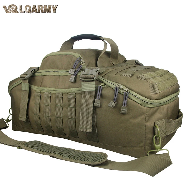 LQARMY 30L 45L 80L Mochila militar táctica Bolsa de lona para gimnasio para hombres Camping Deportes Viajes Entrenamiento Weekender Despliegue 3 en 1 - imagen 4