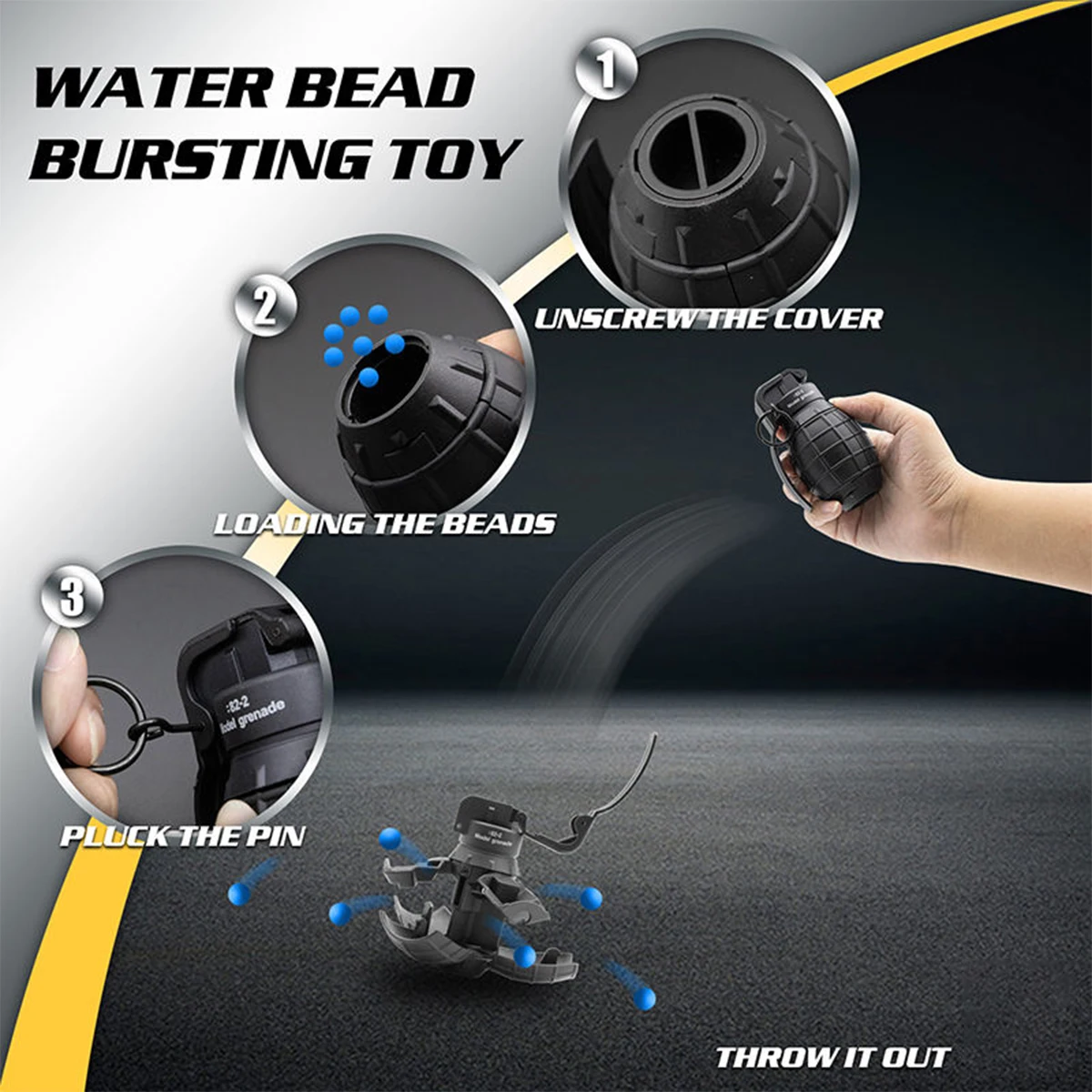 Juego de Granada de impacto accionado por resorte, 2 piezas, plástico táctico M67, modelo de juguete para Airsoft Paintball CS, utilería para juego de rol - imagen 4